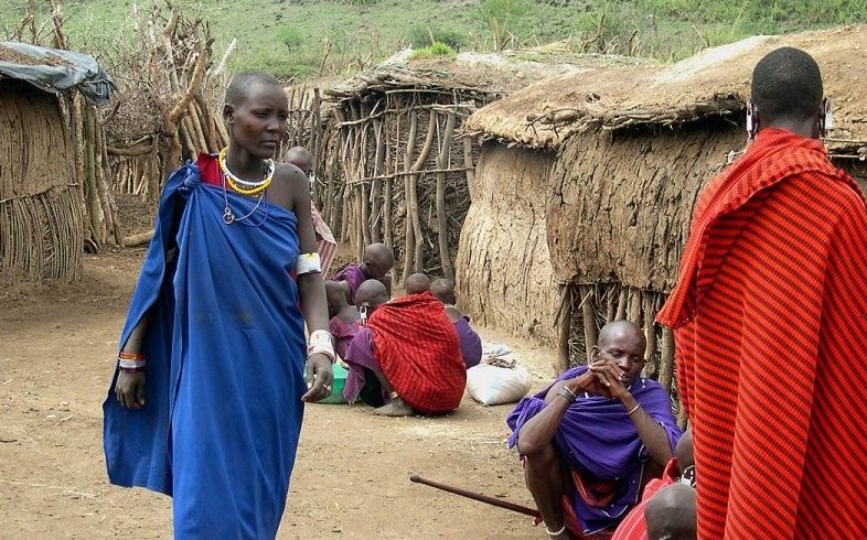 Maasai community and traditional homes in Longido, Tanzania
